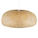 GloboStar® SAN TROPEZ 00673 Μοντέρνο Κρεμαστό Φωτιστικό Οροφής Μονόφωτο 1 x E27 Μπεζ Μπαμπού Πλέγμα Φ100 x Υ35cm