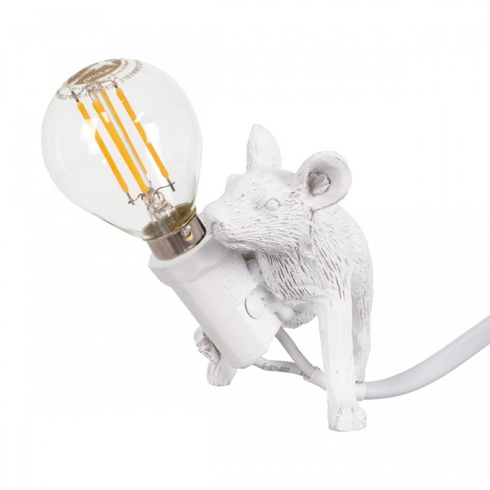 GloboStar® MOUSE 00676 Vintage Επιτραπέζιο Φωτιστικό Πορτατίφ Λαμπατέρ Μονόφωτο με Ντουί 1 x E14 AC 230V Λευκό Πλαστικό Μ13 x Π4 x Υ7cm GloboStar® MOUSE 00676 Vintage Επιτραπέζιο Φωτιστικό Πορτατίφ Λαμπατέρ Μονόφωτο με Ντουί 1 x E14 AC 230V Λευκό Πλαστικό Μ13 x Π4 x Υ7cm