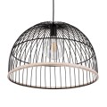 GloboStar® NEVIS 00681 Μοντέρνο Κρεμαστό Φωτιστικό Οροφής Μονόφωτο 1 x E27 Μαύρο Μεταλλικό Καμπάνα Πλέγμα Φ49 x Υ34.5cm