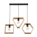 GloboStar® ELISE 00682 Μοντέρνο Κρεμαστό Φωτιστικό Οροφής Τρίφωτο 3 x E27 Μπεζ Μεταλλικό Ξύλινο Δρυς Ράγα Μ76 x Π8 x Υ130cm