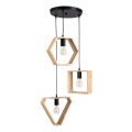 GloboStar® ELISE 00683 Μοντέρνο Κρεμαστό Φωτιστικό Οροφής Τρίφωτο 3 x E27 Μπεζ Μεταλλικό Ξύλινο Δρυς Ράγα Φ55 x Υ130cm