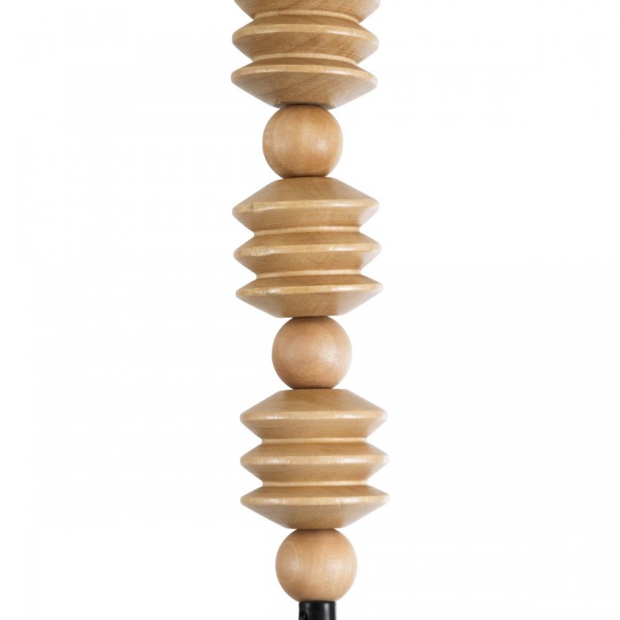 GloboStar® BEADS 00696 Vintage Κρεμαστό Φωτιστικό Οροφής Μονόφωτο 1 x E27 AC220-240V IP20 - Φ5 x Υ33cm - Μπεζ Ξύλινο Ανάρτηση