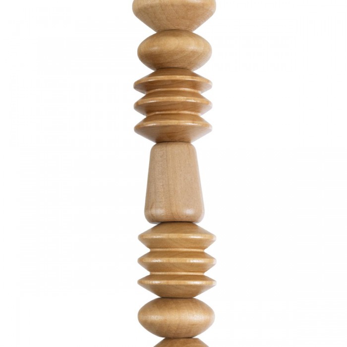 GloboStar® BEADS 00697 Vintage Κρεμαστό Φωτιστικό Οροφής Μονόφωτο 1 x E27 AC220-240V IP20 - Φ5 x Υ33cm - Μπεζ Ξύλινο Ανάρτηση