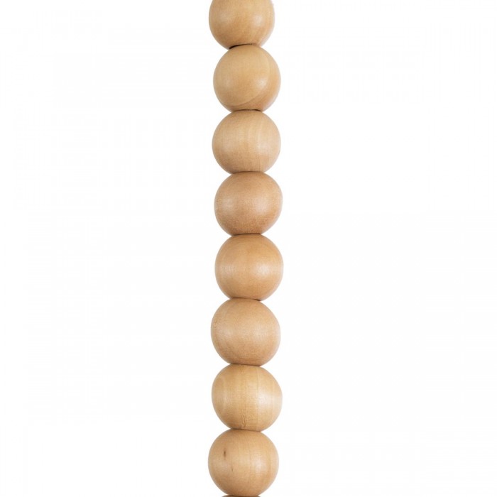 GloboStar® BEADS 00698 Vintage Κρεμαστό Φωτιστικό Οροφής Μονόφωτο 1 x E27 AC220-240V IP20 - Φ4 x Υ47cm - Μπεζ Ξύλινο Ανάρτηση