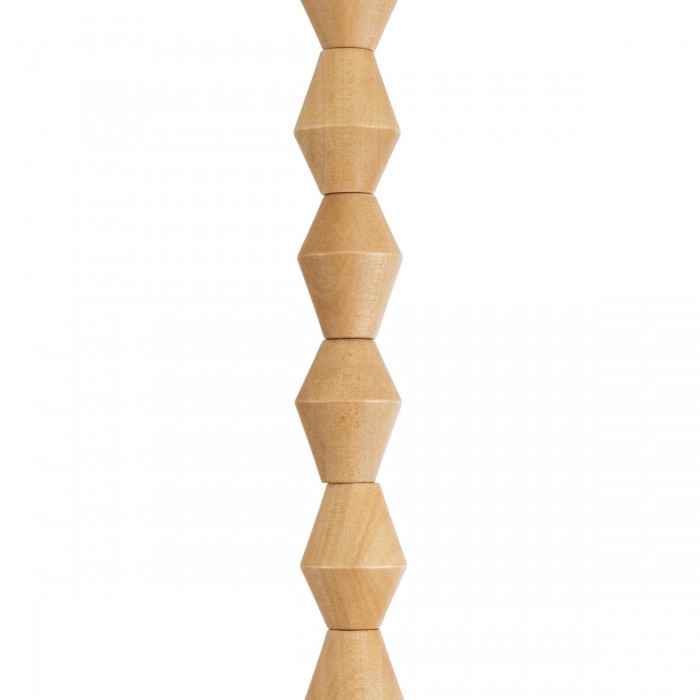 GloboStar® BEADS 00699 Vintage Κρεμαστό Φωτιστικό Οροφής Μονόφωτο 1 x E27 AC220-240V IP20 - Φ4 x Υ43cm - Μπεζ Ξύλινο Ανάρτηση