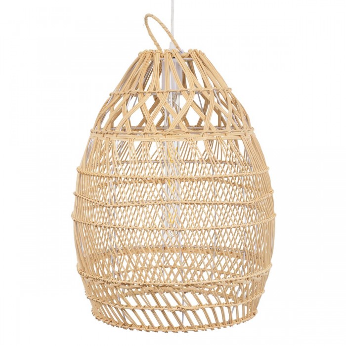 GloboStar® TAHITI 00710 Vintage Κρεμαστό Φωτιστικό Οροφής Μονόφωτο 1 x E27 Μπεζ Ξύλινο Μπαμπού Φ38 x Y50cm