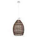 GloboStar® TAHITI 00711 Vintage Κρεμαστό Φωτιστικό Οροφής Μονόφωτο 1 x E27 Καφέ Ξύλινο Μπαμπού Φ38 x Y50cm