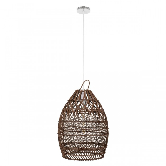 GloboStar® TAHITI 00711 Vintage Κρεμαστό Φωτιστικό Οροφής Μονόφωτο 1 x E27 Καφέ Ξύλινο Μπαμπού Φ38 x Y50cm