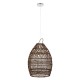 GloboStar® TAHITI 00711 Vintage Κρεμαστό Φωτιστικό Οροφής Μονόφωτο 1 x E27 Καφέ Ξύλινο Μπαμπού Φ38 x Y50cm