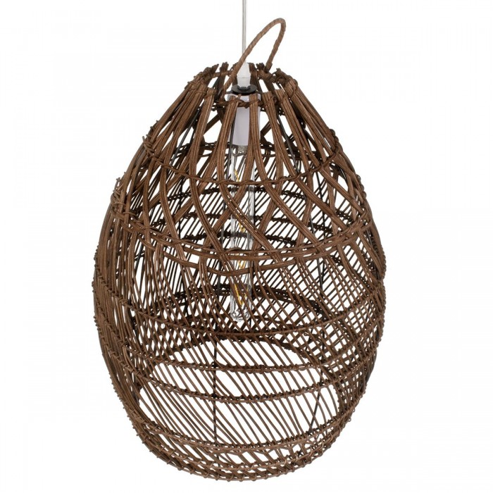 GloboStar® TAHITI 00711 Vintage Κρεμαστό Φωτιστικό Οροφής Μονόφωτο 1 x E27 Καφέ Ξύλινο Μπαμπού Φ38 x Y50cm
