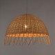 GloboStar® JAKARTA 00712 Vintage Κρεμαστό Φωτιστικό Οροφής Μονόφωτο 1 x E27 Μπέζ Ξύλινο Ψάθινο Μπαμπού Καμπάνα Φ50 x Y36cm