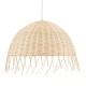 GloboStar® JAKARTA 00712 Vintage Κρεμαστό Φωτιστικό Οροφής Μονόφωτο 1 x E27 Μπέζ Ξύλινο Ψάθινο Μπαμπού Καμπάνα Φ50 x Y36cm