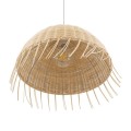 GloboStar® JAKARTA 00712 Vintage Κρεμαστό Φωτιστικό Οροφής Μονόφωτο 1 x E27 Μπέζ Ξύλινο Ψάθινο Μπαμπού Καμπάνα Φ50 x Y36cm