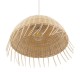 GloboStar® JAKARTA 00712 Vintage Κρεμαστό Φωτιστικό Οροφής Μονόφωτο 1 x E27 Μπέζ Ξύλινο Ψάθινο Μπαμπού Καμπάνα Φ50 x Y36cm