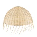 GloboStar® JAKARTA 00712 Vintage Κρεμαστό Φωτιστικό Οροφής Μονόφωτο 1 x E27 Μπέζ Ξύλινο Ψάθινο Μπαμπού Καμπάνα Φ50 x Y36cm
