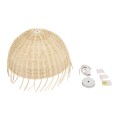 GloboStar® JAKARTA 00712 Vintage Κρεμαστό Φωτιστικό Οροφής Μονόφωτο 1 x E27 Μπέζ Ξύλινο Ψάθινο Μπαμπού Καμπάνα Φ50 x Y36cm
