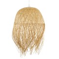 GloboStar® MANILA 00713 Vintage Κρεμαστό Φωτιστικό Οροφής Μονόφωτο 1 x E27 Μπέζ Ξύλινο Ψάθινο Μπαμπού Καμπάνα Φ50 x Y70cm