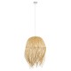 GloboStar® MANILA 00713 Vintage Κρεμαστό Φωτιστικό Οροφής Μονόφωτο 1 x E27 Μπέζ Ξύλινο Ψάθινο Μπαμπού Καμπάνα Φ50 x Y70cm