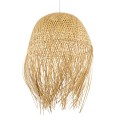 GloboStar® MANILA 00713 Vintage Κρεμαστό Φωτιστικό Οροφής Μονόφωτο 1 x E27 Μπέζ Ξύλινο Ψάθινο Μπαμπού Καμπάνα Φ50 x Y70cm