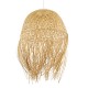 GloboStar® MANILA 00713 Vintage Κρεμαστό Φωτιστικό Οροφής Μονόφωτο 1 x E27 Μπέζ Ξύλινο Ψάθινο Μπαμπού Καμπάνα Φ50 x Y70cm