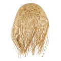 GloboStar® MANILA 00713 Vintage Κρεμαστό Φωτιστικό Οροφής Μονόφωτο 1 x E27 Μπέζ Ξύλινο Ψάθινο Μπαμπού Καμπάνα Φ50 x Y70cm