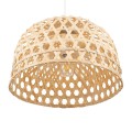 GloboStar® MANGEA 00716 Vintage Κρεμαστό Φωτιστικό Οροφής Μονόφωτο 1 x E27 Καφέ Ξύλινο Μπαμπού Φ50 x Y34cm