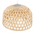 GloboStar® MANGEA 00716 Vintage Κρεμαστό Φωτιστικό Οροφής Μονόφωτο 1 x E27 Καφέ Ξύλινο Μπαμπού Φ50 x Y34cm
