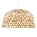 GloboStar® MANGEA 00717 Vintage Κρεμαστό Φωτιστικό Οροφής Μονόφωτο 1 x E27 Καφέ Ξύλινο Μπαμπού Φ100 x Y59cm