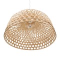 GloboStar® MANGEA 00717 Vintage Κρεμαστό Φωτιστικό Οροφής Μονόφωτο 1 x E27 Καφέ Ξύλινο Μπαμπού Φ100 x Y59cm