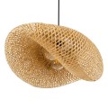 GloboStar® MEXICO 00719 Vintage Κρεμαστό Φωτιστικό Οροφής Μονόφωτο 1 x E27 Μπεζ Ξύλινο Μπαμπού Μ65 x Π46 x Y30cm