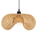 GloboStar® MEXICO 00719 Vintage Κρεμαστό Φωτιστικό Οροφής Μονόφωτο 1 x E27 Μπεζ Ξύλινο Μπαμπού Μ65 x Π46 x Y30cm