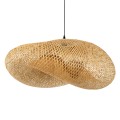 GloboStar® MEXICO 00721 Vintage Κρεμαστό Φωτιστικό Οροφής Μονόφωτο 1 x E27 Μπεζ Ξύλινο Μπαμπού Μ100 x Π80 x Y35cm