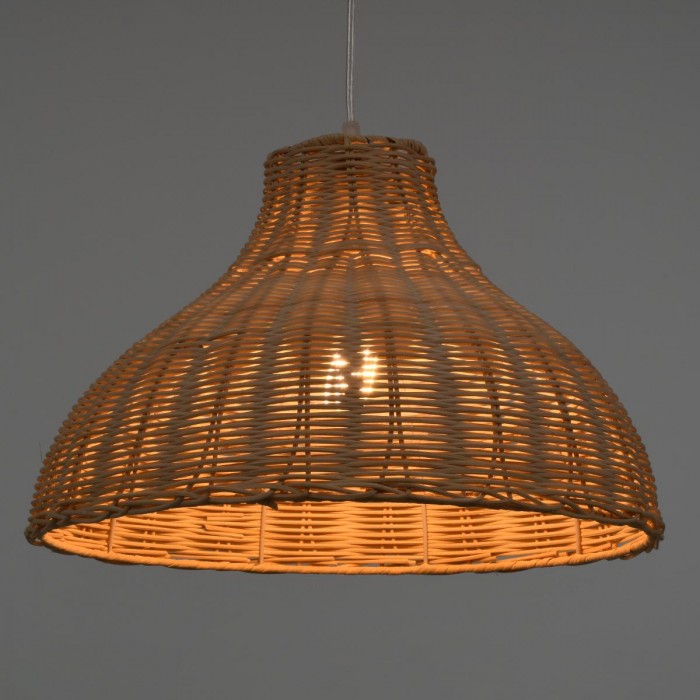 GloboStar® MAYOTTE 00724 Vintage Κρεμαστό Φωτιστικό Οροφής Μονόφωτο 1 x E27 Μπεζ Ξύλινο Μπαμπού Φ40 x Y28cm