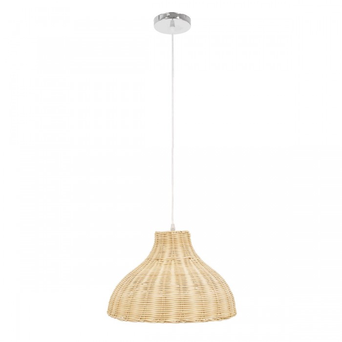 GloboStar® MAYOTTE 00724 Vintage Κρεμαστό Φωτιστικό Οροφής Μονόφωτο 1 x E27 Μπεζ Ξύλινο Μπαμπού Φ40 x Y28cm