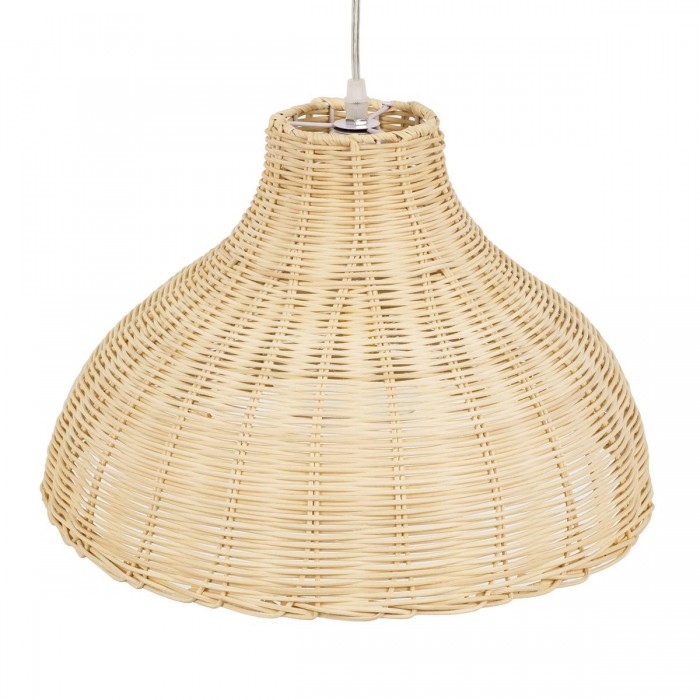GloboStar® MAYOTTE 00724 Vintage Κρεμαστό Φωτιστικό Οροφής Μονόφωτο 1 x E27 Μπεζ Ξύλινο Μπαμπού Φ40 x Y28cm