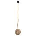 GloboStar® MANDALA 00730 Vintage Κρεμαστό Φωτιστικό Οροφής Μονόφωτο 1 x E27 Πλέγμα με Μπεζ Σχοινί Φ20 x Υ20cm