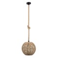 GloboStar® MANDALA 00731 Vintage Κρεμαστό Φωτιστικό Οροφής Μονόφωτο 1 x E27 Πλέγμα με Μπεζ Σχοινί Φ30 x Υ30cm