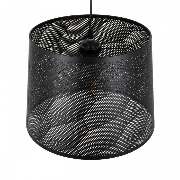 GloboStar® SPARKLE 00733 Μοντέρνο Κρεμαστό Φωτιστικό Οροφής Μονόφωτο 1 x E27 Μαύρο Μεταλλικό Πλέγμα Φ35 x Y26cm