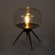 GloboStar® JAVAN 00736 Μοντέρνο Επιτραπέζιο Φωτιστικό Πορτατίφ Λαμπατέρ Μονόφωτο Διάφανο Γυάλινο Μαύρο Μεταλλικό Φ30 x Υ19cm