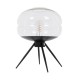GloboStar® JAVAN 00736 Μοντέρνο Επιτραπέζιο Φωτιστικό Πορτατίφ Λαμπατέρ Μονόφωτο Διάφανο Γυάλινο Μαύρο Μεταλλικό Φ30 x Υ19cm