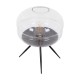 GloboStar® JAVAN 00736 Μοντέρνο Επιτραπέζιο Φωτιστικό Πορτατίφ Λαμπατέρ Μονόφωτο Διάφανο Γυάλινο Μαύρο Μεταλλικό Φ30 x Υ19cm