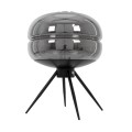GloboStar® JAVAN 00738 Μοντέρνο Επιτραπέζιο Φωτιστικό Πορτατίφ Λαμπατέρ Μονόφωτο Φιμέ Νίκελ Γυάλινο Μαύρο Μεταλλικό Φ30 x Υ19cm