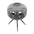 GloboStar® JAVAN 00738 Μοντέρνο Επιτραπέζιο Φωτιστικό Πορτατίφ Λαμπατέρ Μονόφωτο Φιμέ Νίκελ Γυάλινο Μαύρο Μεταλλικό Φ30 x Υ19cm