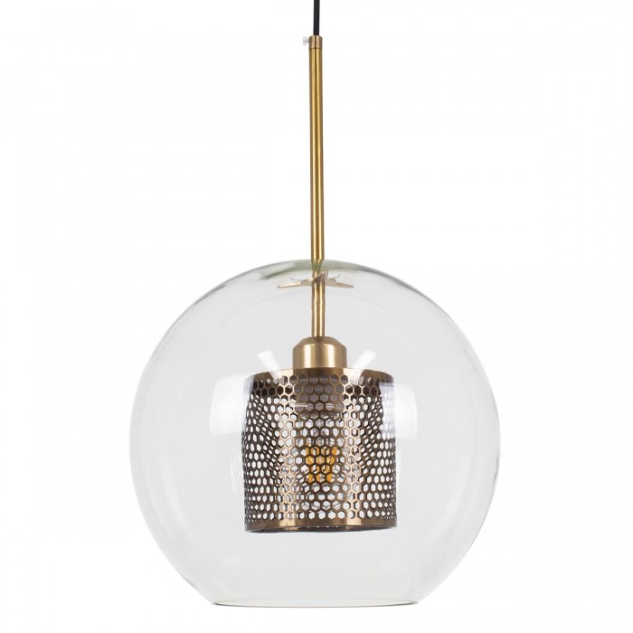 GloboStar® AVERY 00740 Μοντέρνο Κρεμαστό Φωτιστικό Οροφής Μονόφωτο 1 x E27 Διάφανο Γυάλινο με Χρυσό Μεταλλικό Πλέγμα Φ30 x Υ48cm GloboStar® AVERY 00740 Μοντέρνο Κρεμαστό Φωτιστικό Οροφής Μονόφωτο 1 x E27 Διάφανο Γυάλινο με Χρυσό Μεταλλικό Πλέγμα Φ30 x Υ48cm