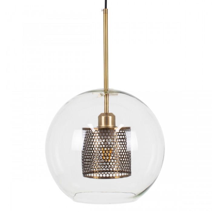 GloboStar® AVERY 00740 Μοντέρνο Κρεμαστό Φωτιστικό Οροφής Μονόφωτο 1 x E27 Διάφανο Γυάλινο με Χρυσό Μεταλλικό Πλέγμα Φ30 x Υ48cm GloboStar® AVERY 00740 Μοντέρνο Κρεμαστό Φωτιστικό Οροφής Μονόφωτο 1 x E27 Διάφανο Γυάλινο με Χρυσό Μεταλλικό Πλέγμα Φ30 x Υ48cm
