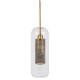GloboStar® AVERY 00741 Μοντέρνο Κρεμαστό Φωτιστικό Οροφής Μονόφωτο 1 x E27 Διάφανο Γυάλινο με Χρυσό Μεταλλικό Πλέγμα Φ15 x Υ60cm