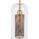 GloboStar® AVERY 00741 Μοντέρνο Κρεμαστό Φωτιστικό Οροφής Μονόφωτο 1 x E27 Διάφανο Γυάλινο με Χρυσό Μεταλλικό Πλέγμα Φ15 x Υ60cm