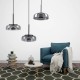 GloboStar® CHARLOTTE 00743 Μοντέρνο Κρεμαστό Φωτιστικό Οροφής Μονόφωτο Φιμέ Γυάλινο Μαύρο Μεταλλικό CREE LED 5W 500lm 180° AC 85-265V Θερμό Λευκό 2700K Φ23 x Υ23cm