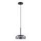 GloboStar® CHARLOTTE 00743 Μοντέρνο Κρεμαστό Φωτιστικό Οροφής Μονόφωτο Φιμέ Γυάλινο Μαύρο Μεταλλικό CREE LED 5W 500lm 180° AC 85-265V Θερμό Λευκό 2700K Φ23 x Υ23cm