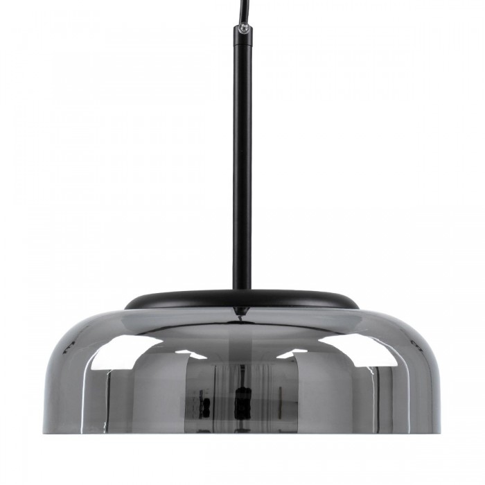 GloboStar® CHARLOTTE 00743 Μοντέρνο Κρεμαστό Φωτιστικό Οροφής Μονόφωτο Φιμέ Γυάλινο Μαύρο Μεταλλικό CREE LED 5W 500lm 180° AC 85-265V Θερμό Λευκό 2700K Φ23 x Υ23cm